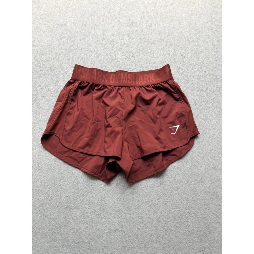 Gymshark Womens Running Shorts Burgundy Red Small Elastic Waist Logo Athletic